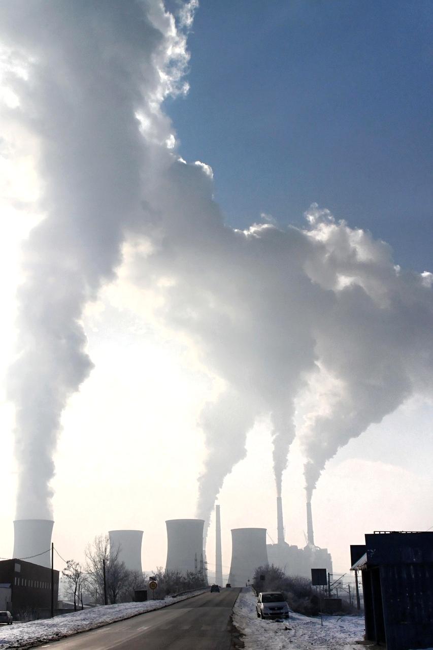 Industrial smokestacks emitting pollution